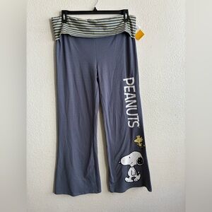 🆕Peanuts Snoopy Women's Grey Wide-Leg Foldover Pants XL🆕